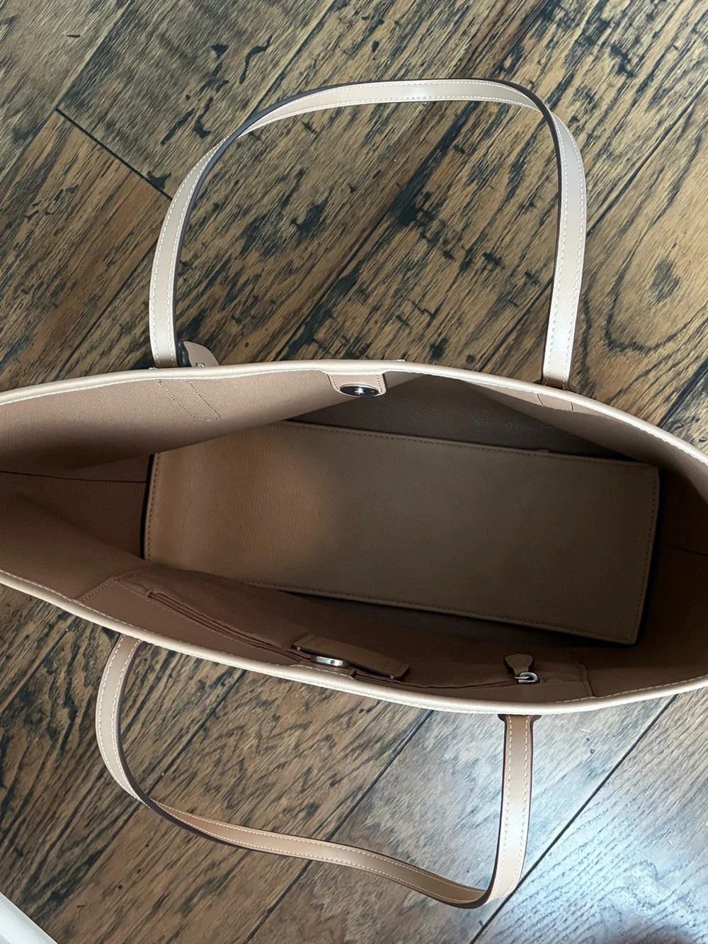 Coach Beige Signature Canvas Tote with Taupe Trim